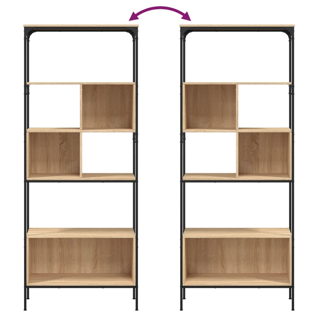 Bücherregal 5 Böden Sonoma-Eiche 76X33X188,5 Cm Holzwerkstoff