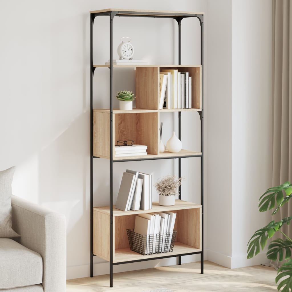 Bücherregal 5 Böden Sonoma-Eiche 76X33X188,5 Cm Holzwerkstoff