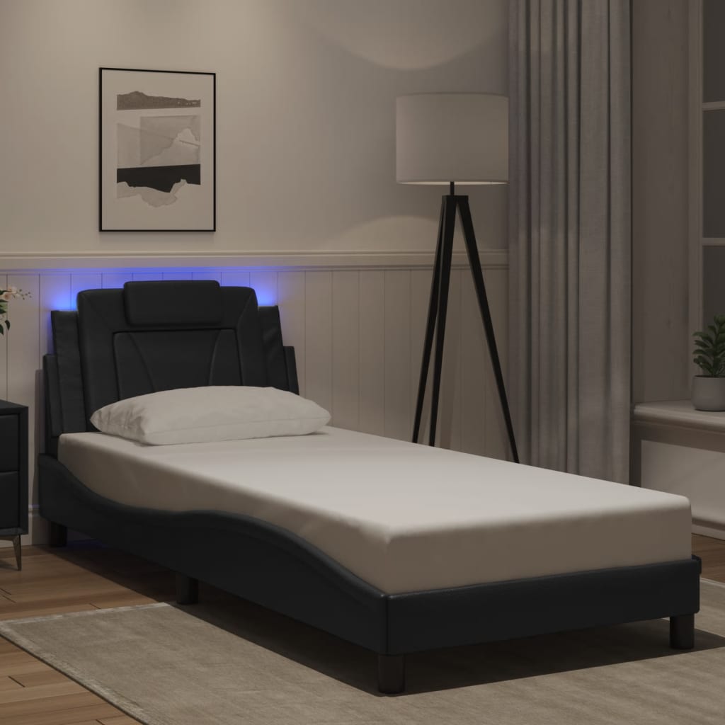 Bettgestell &quot;Viana&quot; Mit Led Ohne Matratze -Braun Kunstleder
