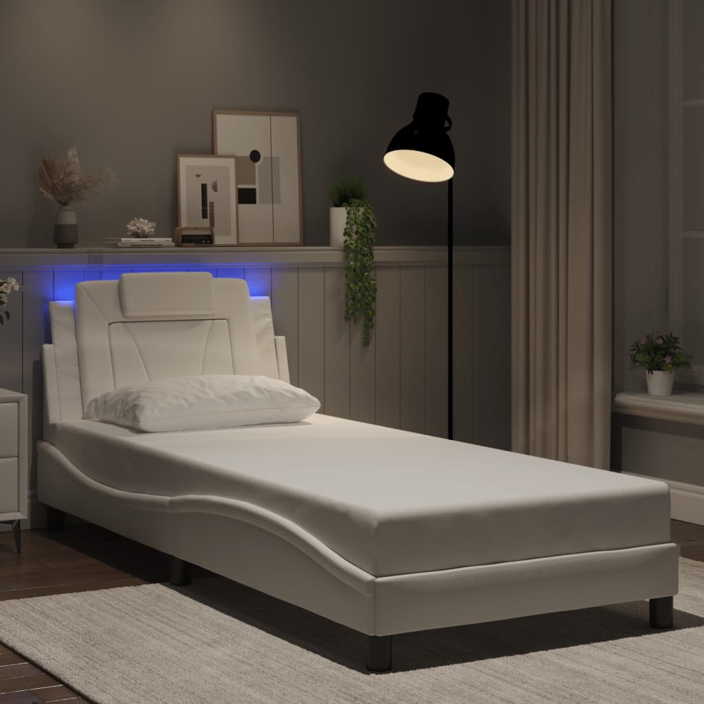 Bettgestell &quot;Viana&quot; Mit Led Ohne Matratze -Braun Kunstleder
