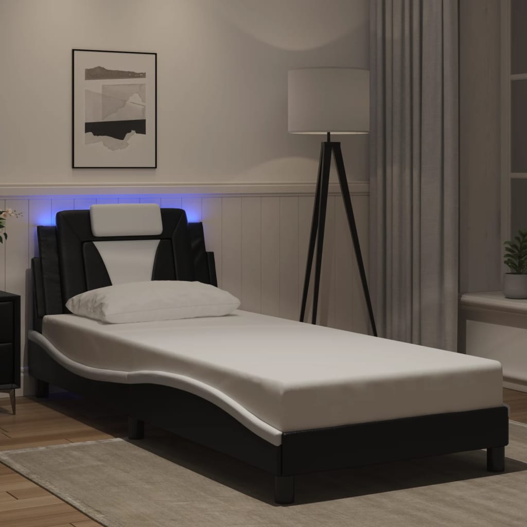 Bettgestell &quot;Viana&quot; Mit Led Ohne Matratze -Braun Kunstleder