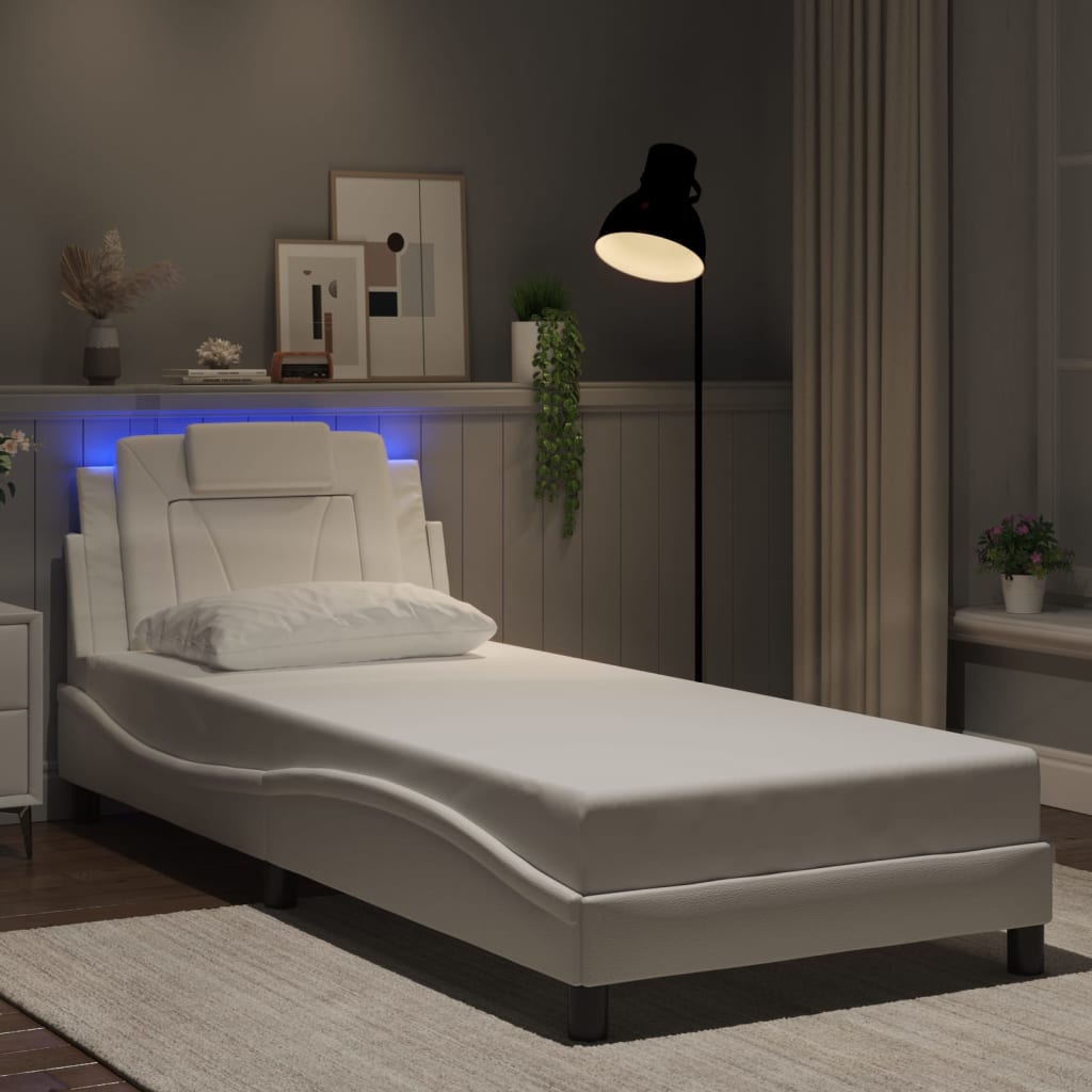 Bettgestell &quot;Viana&quot; Mit Led Ohne Matratze -Braun Kunstleder