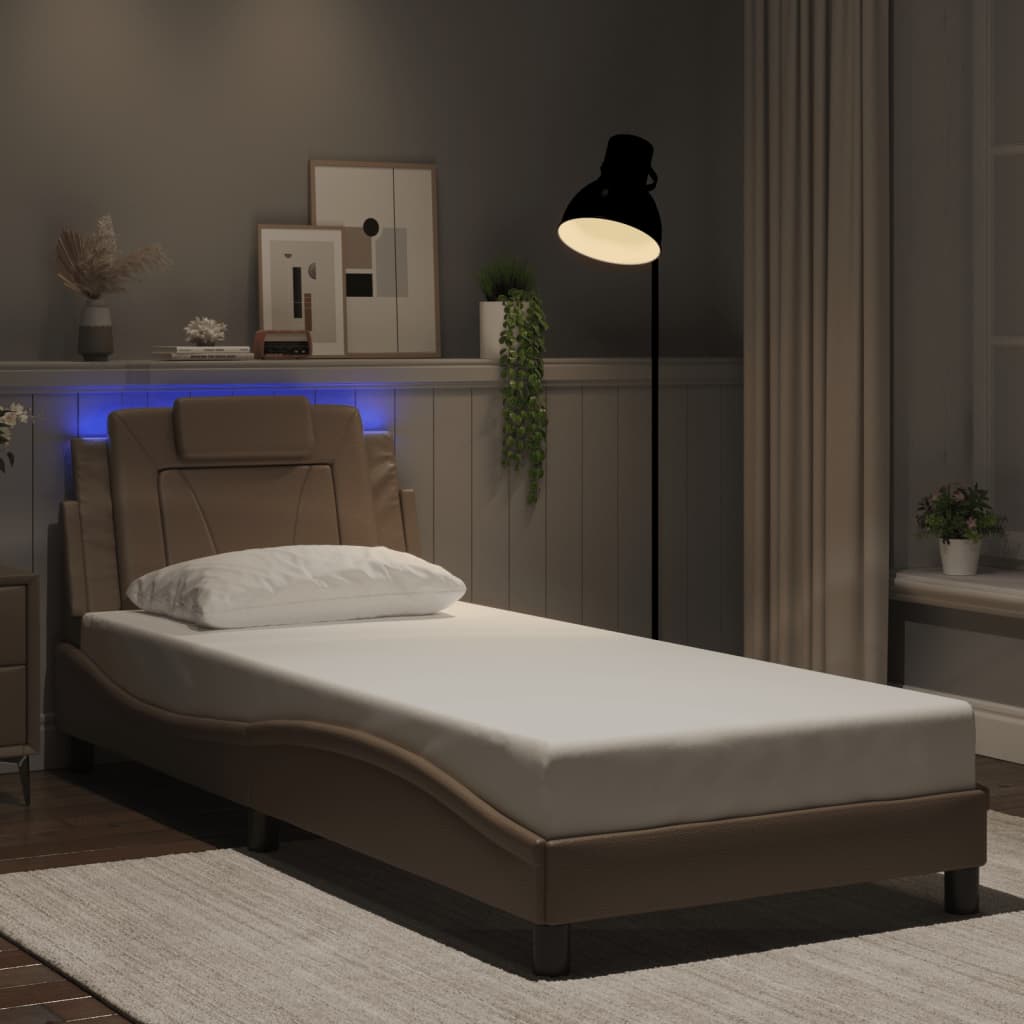 Bettgestell &quot;Viana&quot; Mit Led Ohne Matratze -Braun Kunstleder