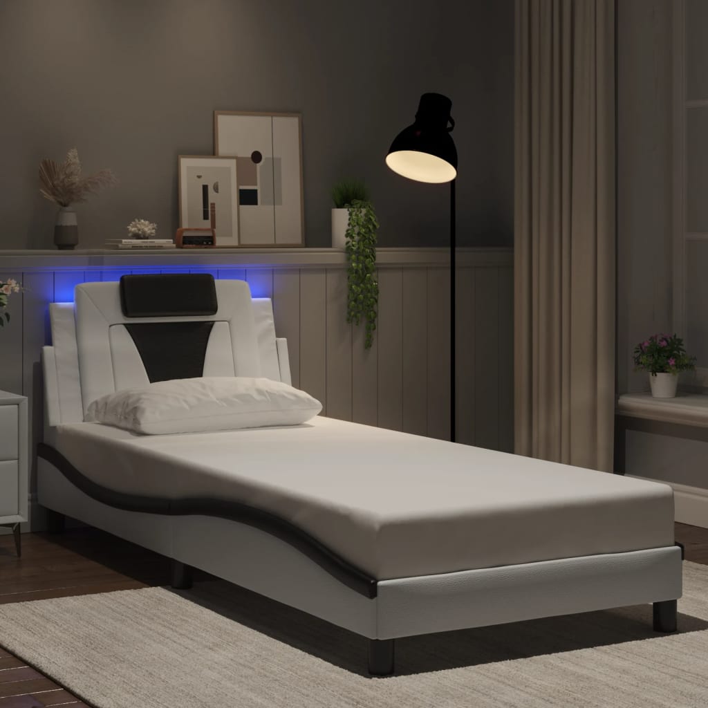 Bettgestell &quot;Viana&quot; Mit Led Ohne Matratze -Braun Kunstleder