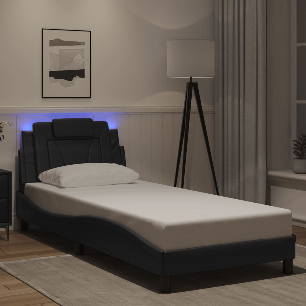 Bettgestell &quot;Viana&quot; Mit Led Ohne Matratze -Braun Kunstleder