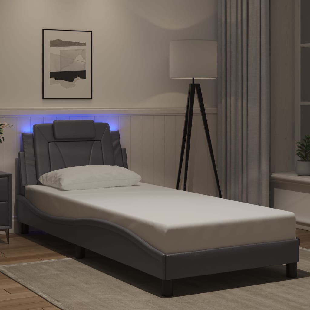 Bettgestell &quot;Viana&quot; Mit Led Ohne Matratze -Braun Kunstleder