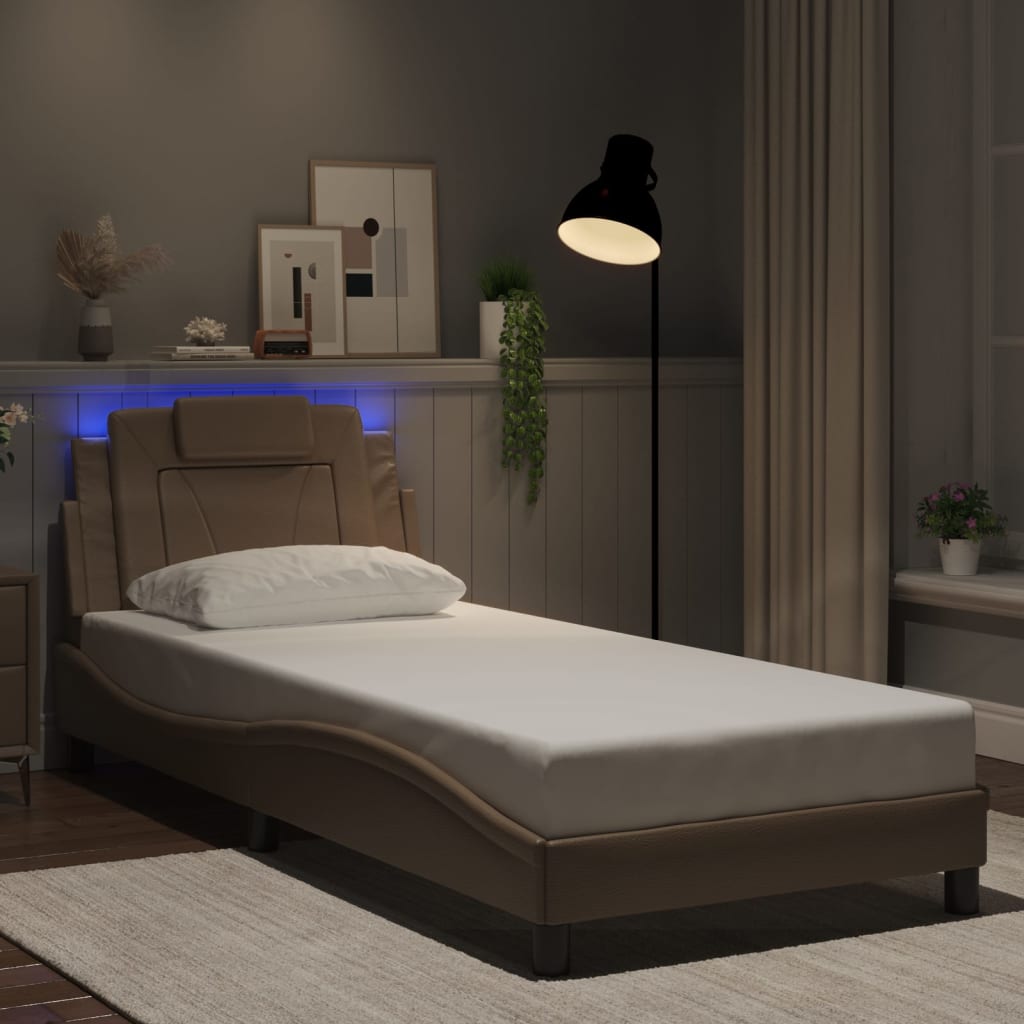 Bettgestell &quot;Viana&quot; Mit Led Ohne Matratze -Braun Kunstleder