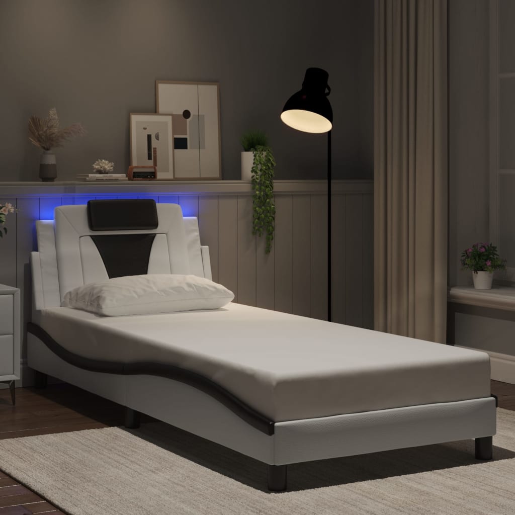 Bettgestell &quot;Viana&quot; Mit Led Ohne Matratze -Braun Kunstleder