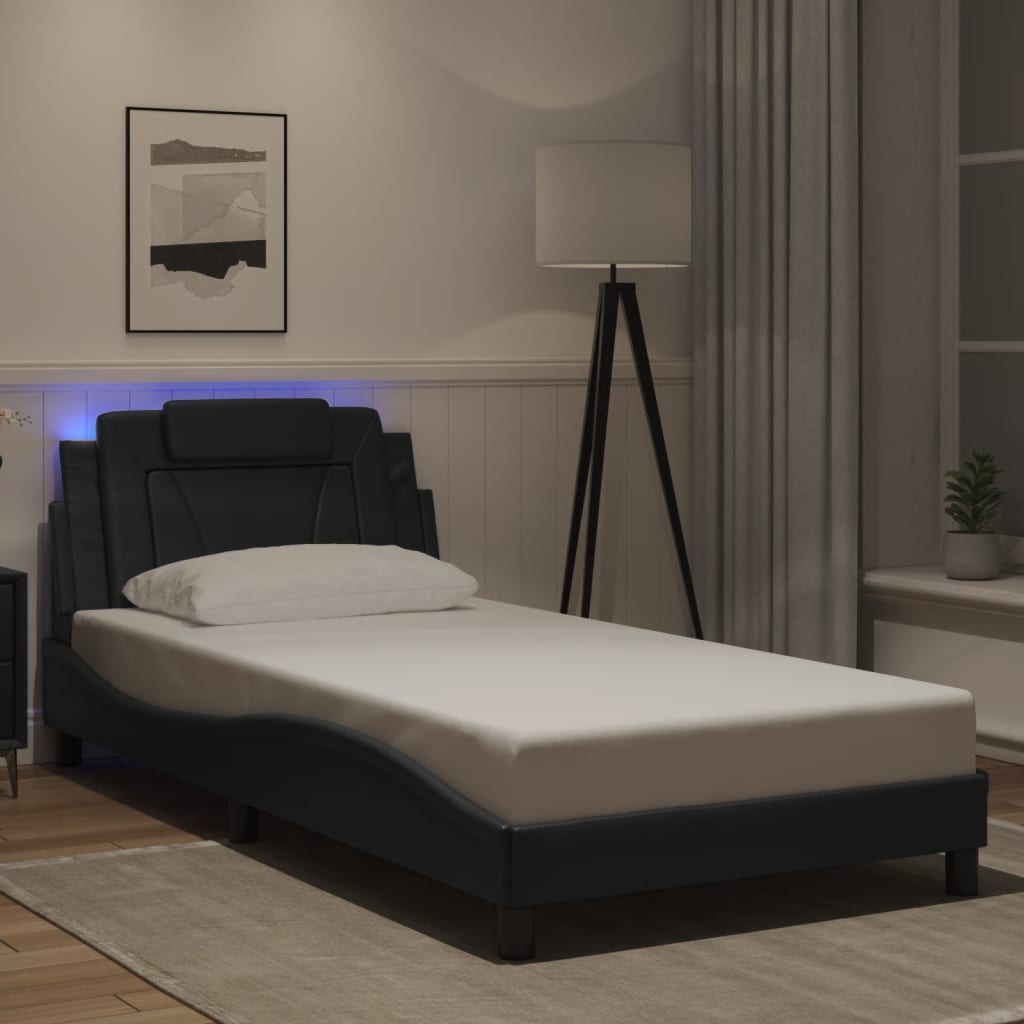 Bettgestell &quot;Viana&quot; Mit Led Ohne Matratze -Braun Kunstleder