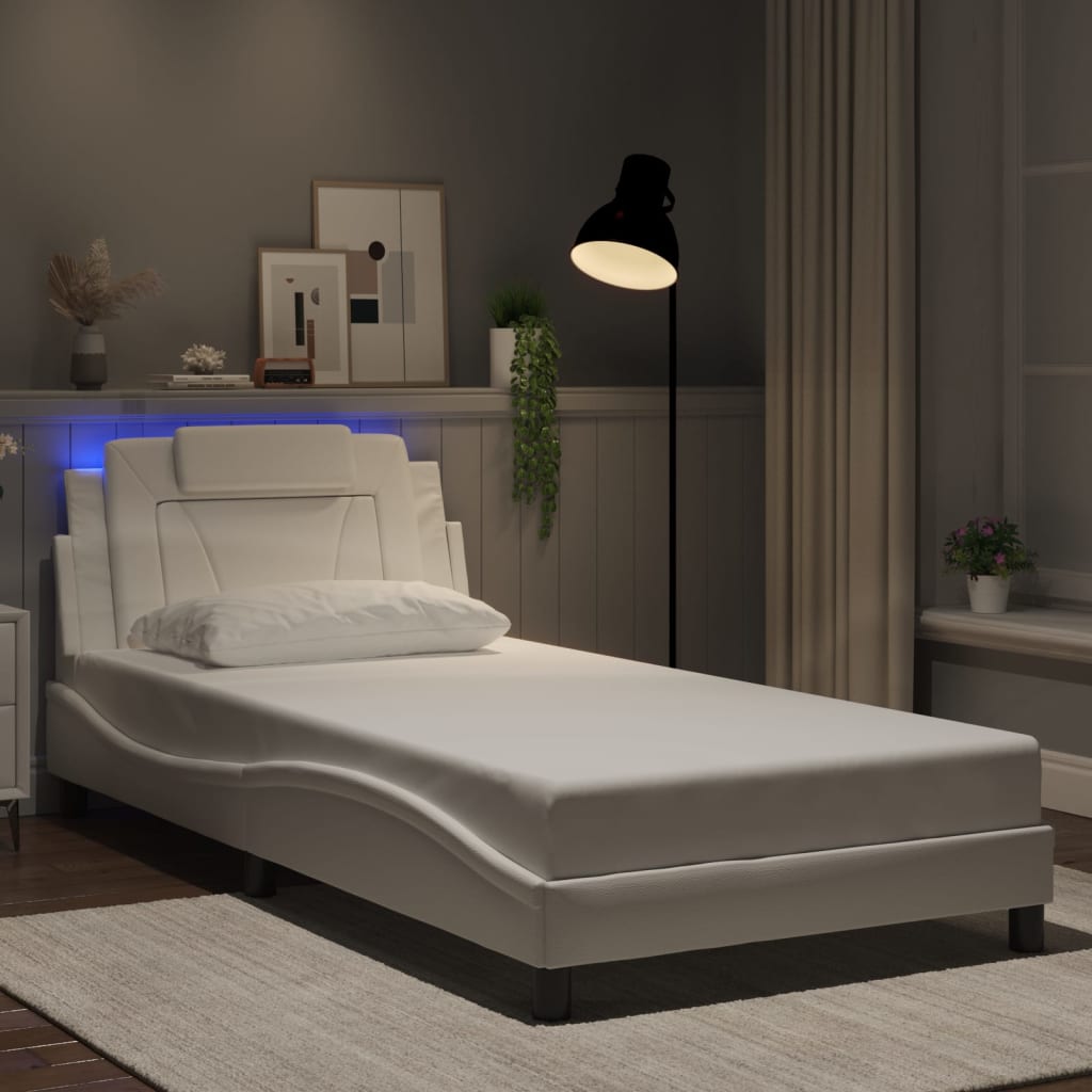 Bettgestell &quot;Viana&quot; Mit Led Ohne Matratze -Braun Kunstleder