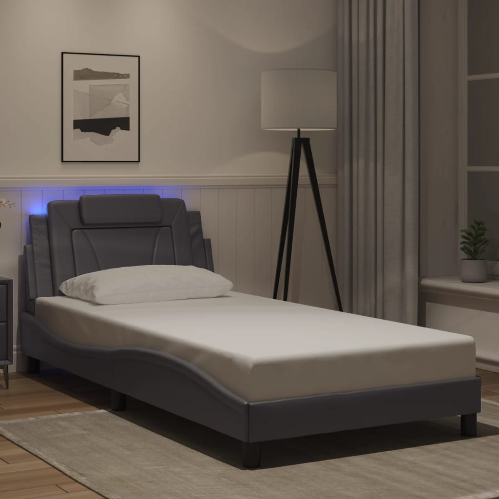 Bettgestell &quot;Viana&quot; Mit Led Ohne Matratze -Braun Kunstleder