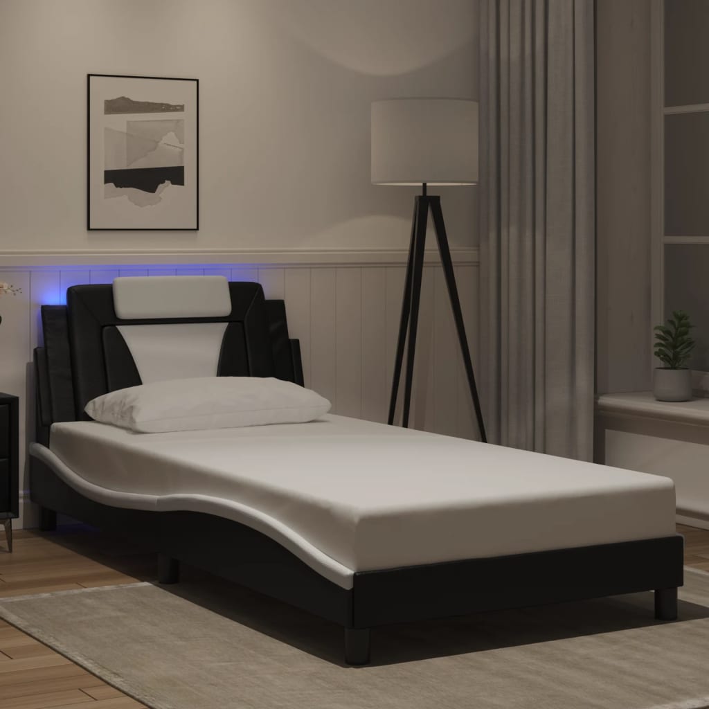 Bettgestell &quot;Viana&quot; Mit Led Ohne Matratze -Braun Kunstleder