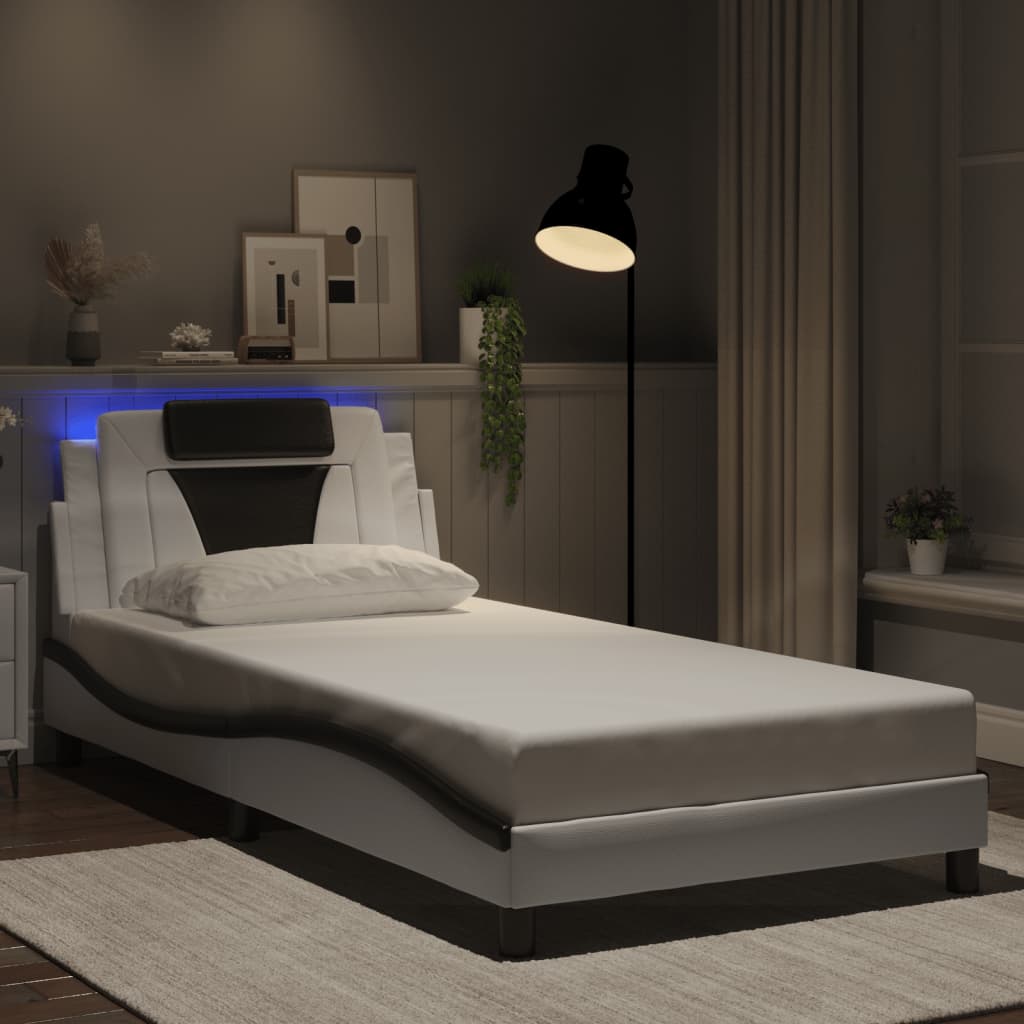 Bettgestell &quot;Viana&quot; Mit Led Ohne Matratze -Braun Kunstleder