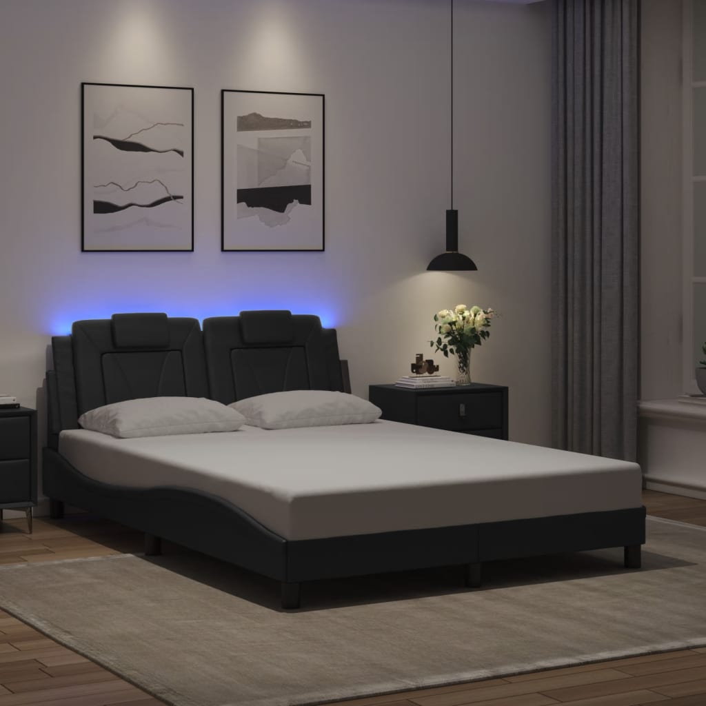 Bettgestell &quot;Viana&quot; Mit Led Ohne Matratze -Braun Kunstleder
