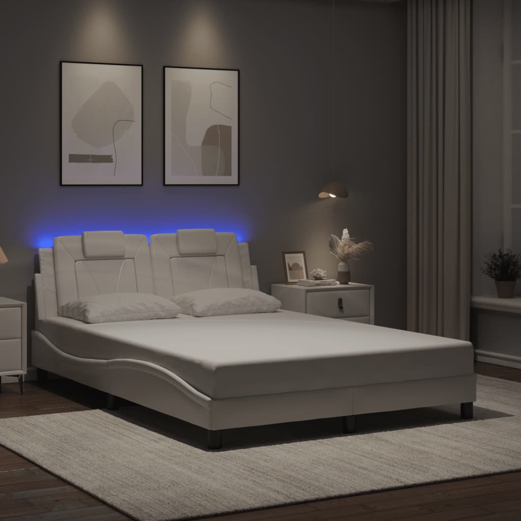 Bettgestell &quot;Viana&quot; Mit Led Ohne Matratze -Braun Kunstleder