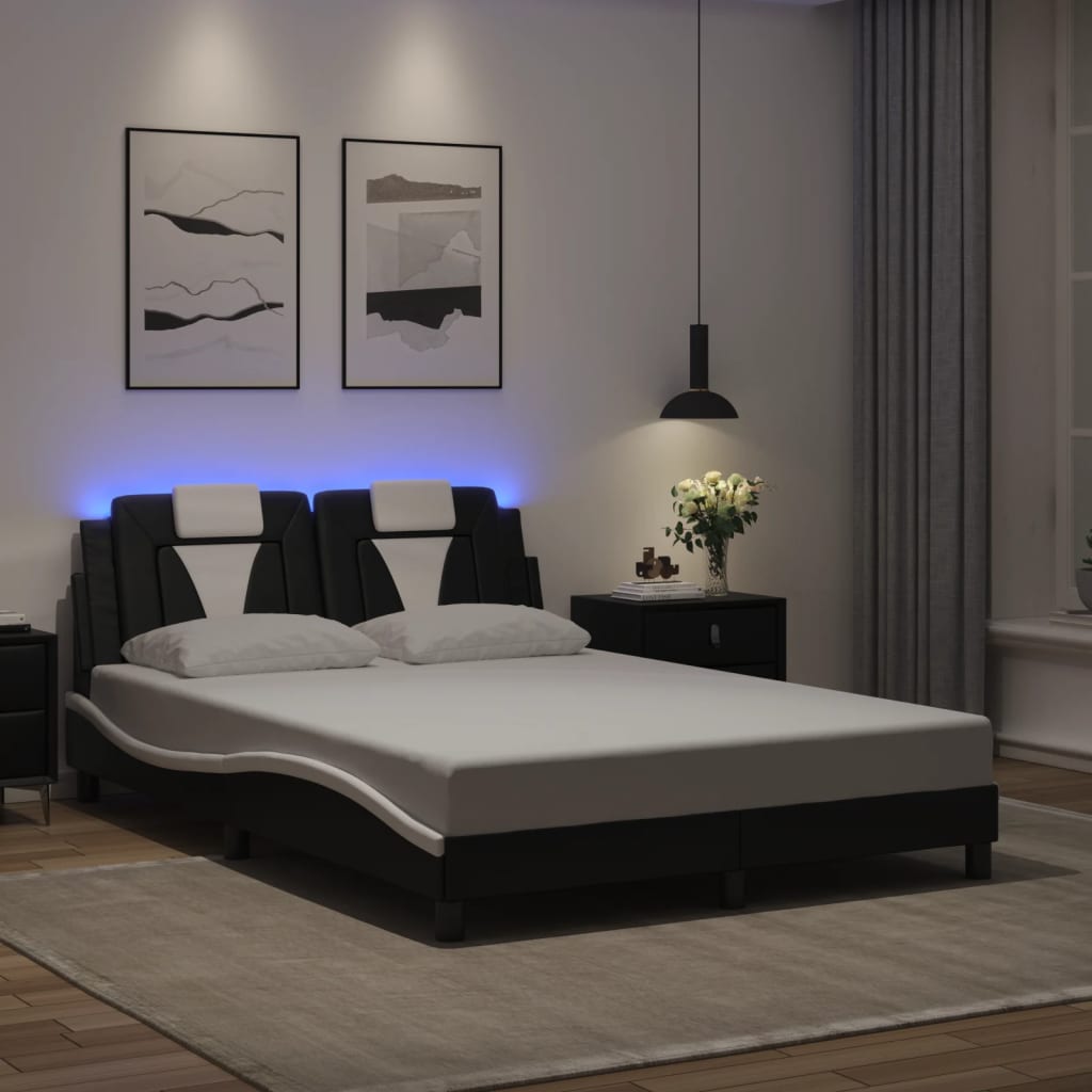 Bettgestell &quot;Viana&quot; Mit Led Ohne Matratze -Braun Kunstleder