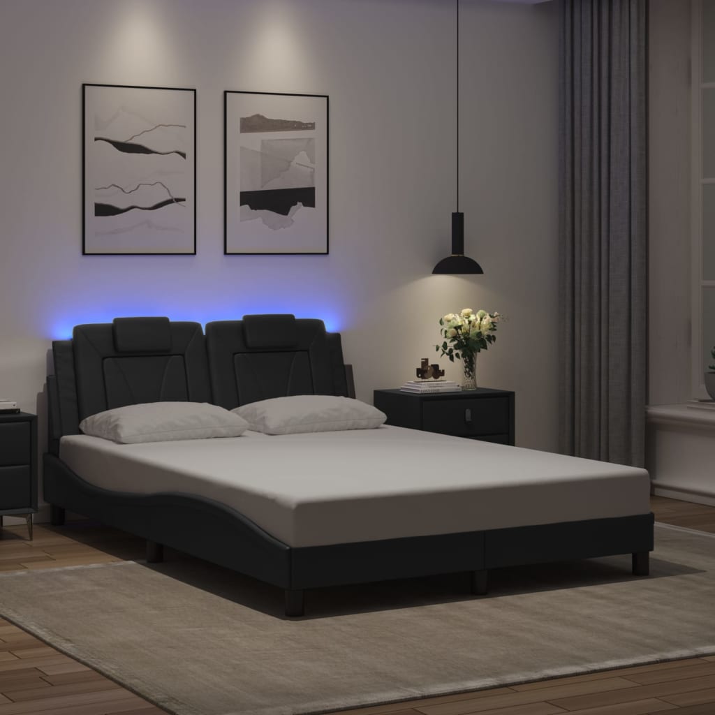 Bettgestell &quot;Viana&quot; Mit Led Ohne Matratze -Braun Kunstleder