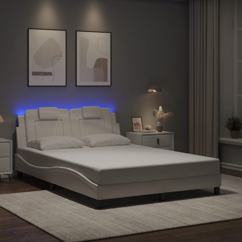 Bettgestell &quot;Viana&quot; Mit Led Ohne Matratze -Braun Kunstleder