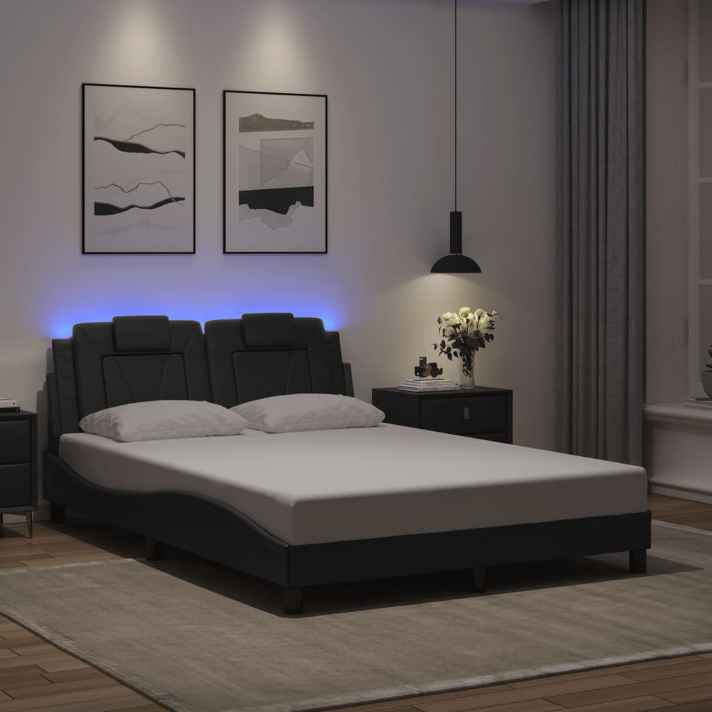 Bettgestell &quot;Viana&quot; Mit Led Ohne Matratze -Braun Kunstleder
