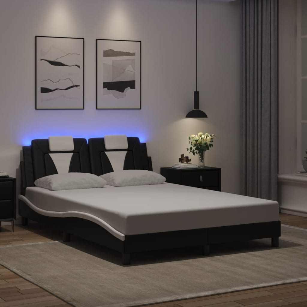 Bettgestell &quot;Viana&quot; Mit Led Ohne Matratze -Braun Kunstleder