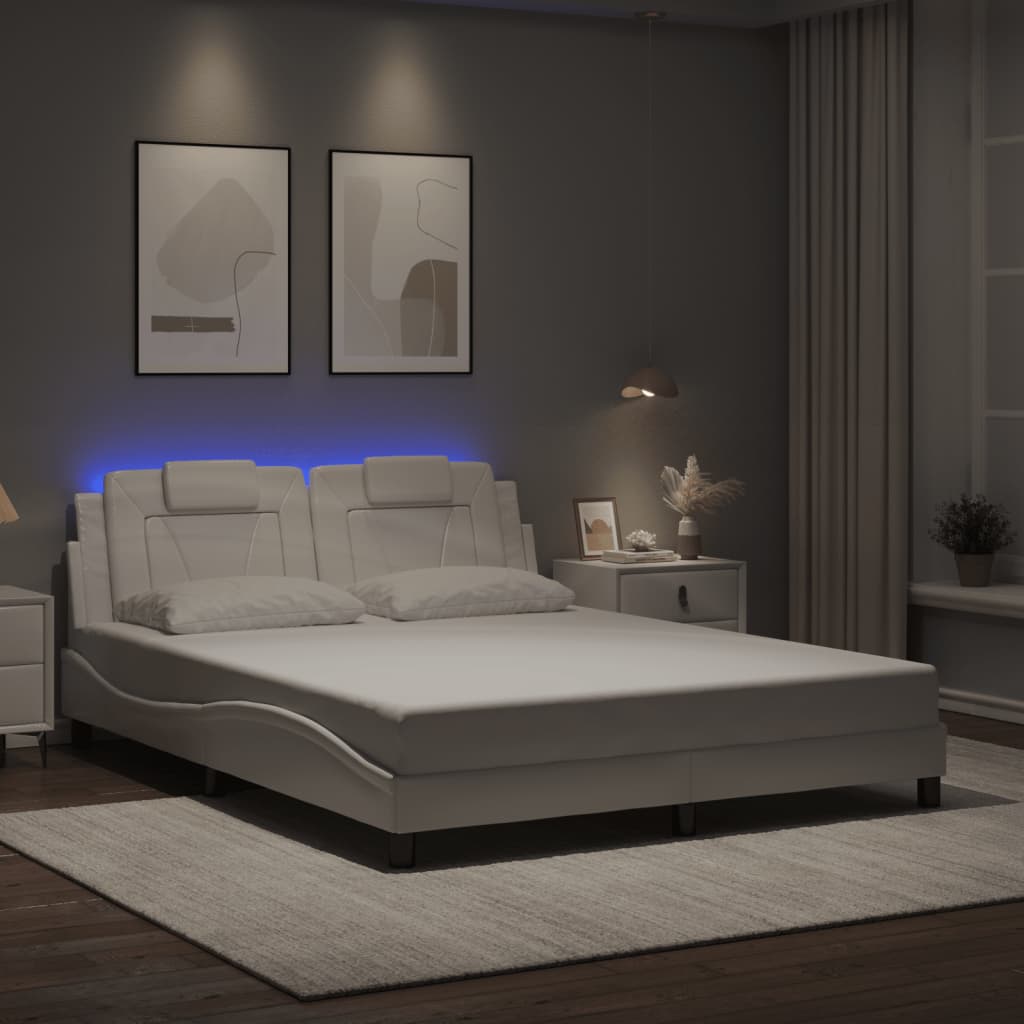 Bettgestell &quot;Viana&quot; Mit Led Ohne Matratze -Braun Kunstleder