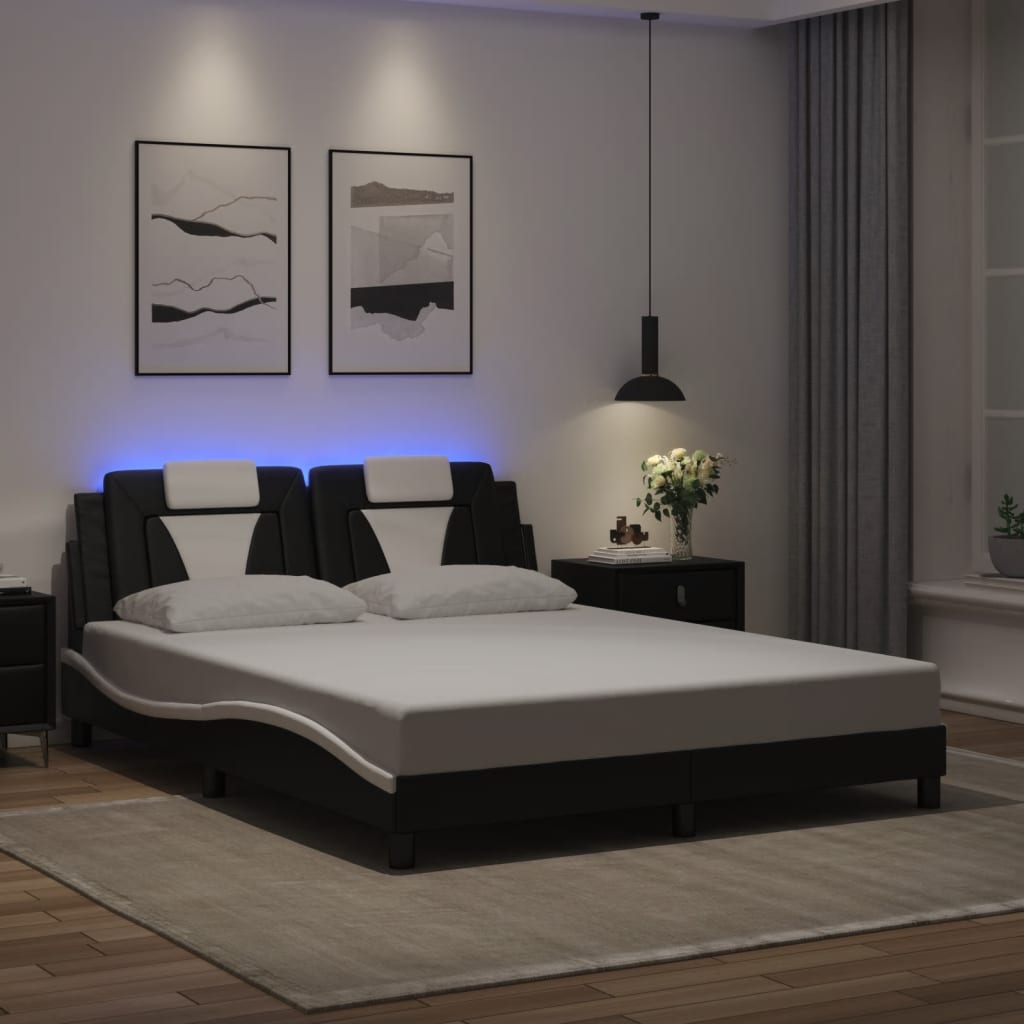 Bettgestell &quot;Viana&quot; Mit Led Ohne Matratze -Braun Kunstleder