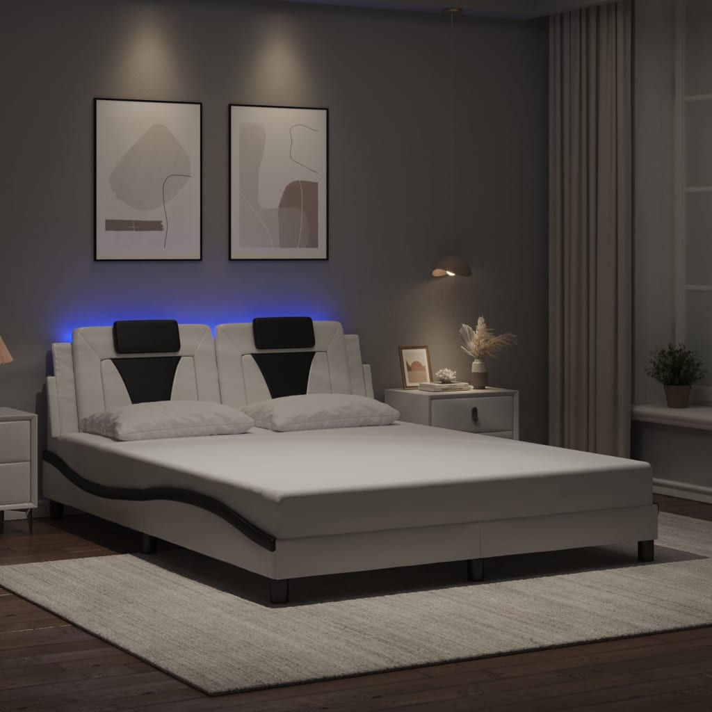 Bettgestell &quot;Viana&quot; Mit Led Ohne Matratze -Braun Kunstleder