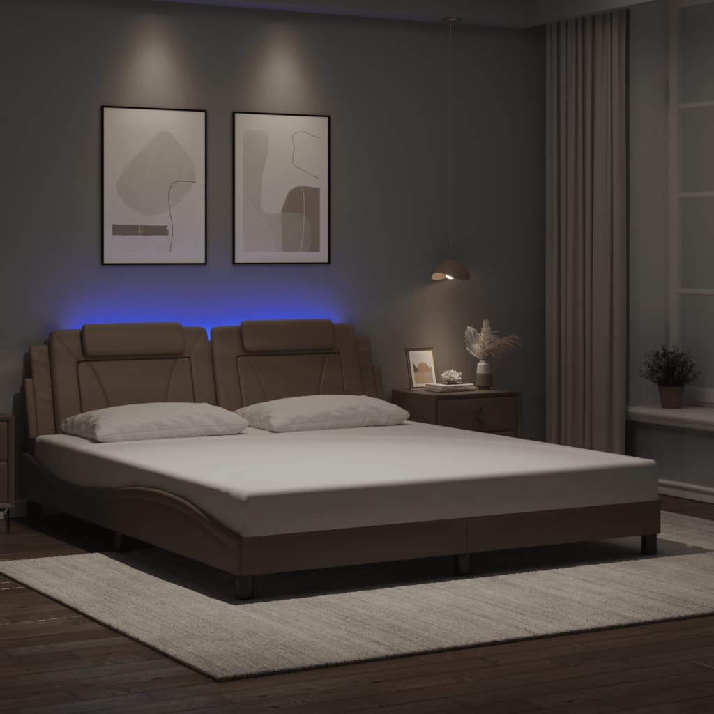 Bettgestell &quot;Viana&quot; Mit Led Ohne Matratze -Braun Kunstleder