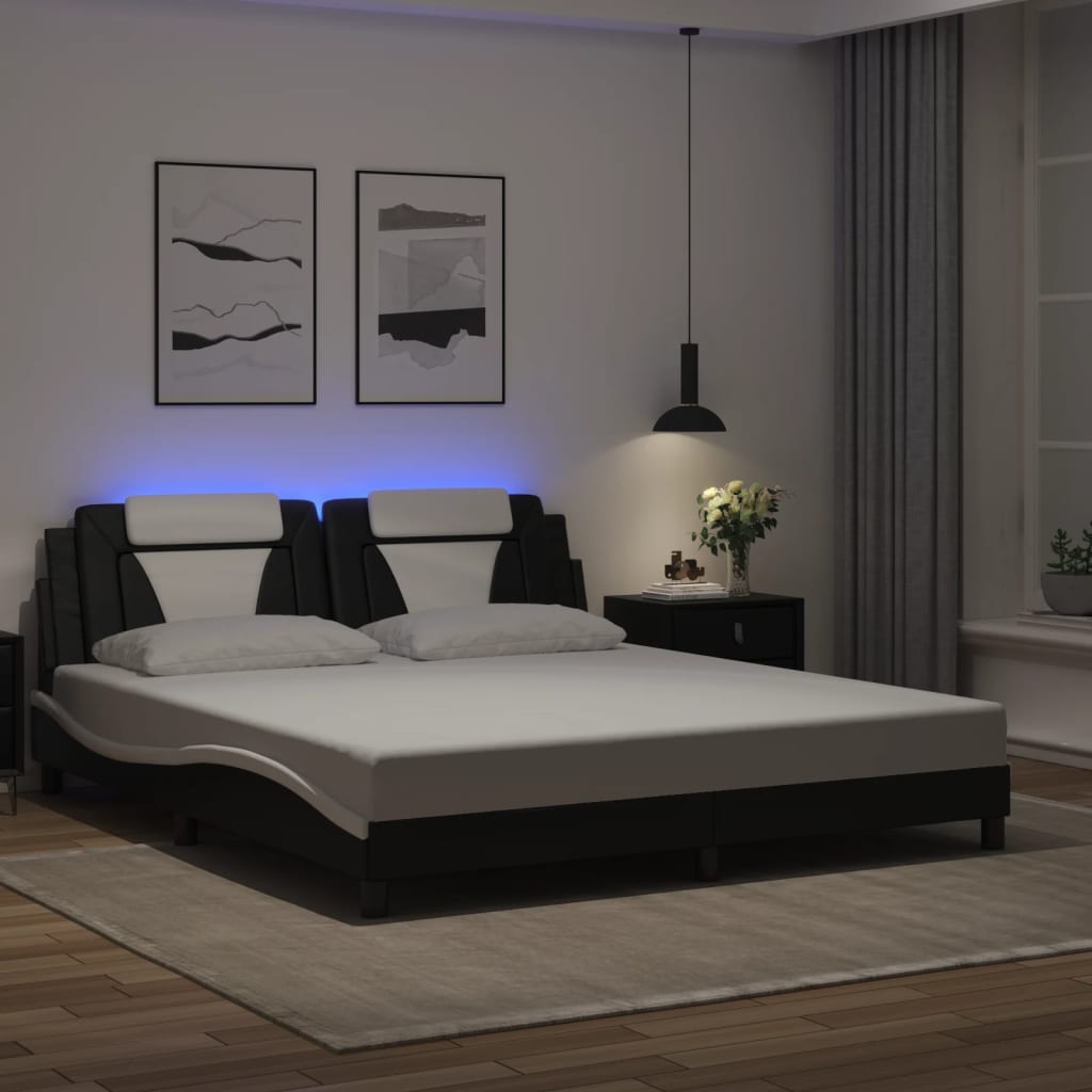 Bettgestell &quot;Viana&quot; Mit Led Ohne Matratze -Braun Kunstleder