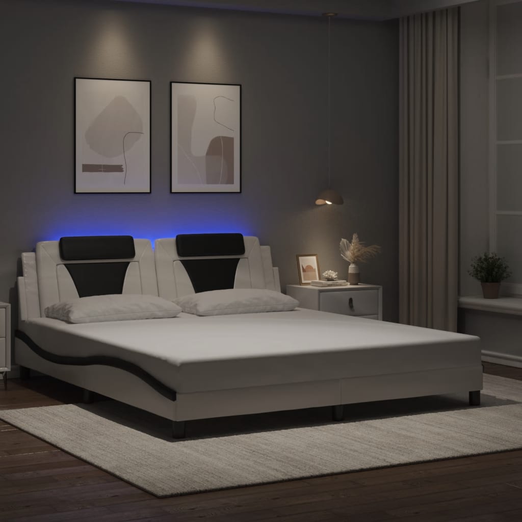 Bettgestell &quot;Viana&quot; Mit Led Ohne Matratze -Braun Kunstleder