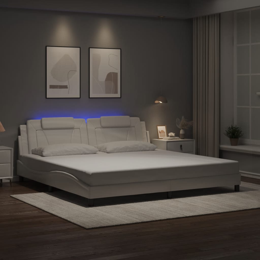 Bettgestell &quot;Viana&quot; Mit Led Ohne Matratze -Braun Kunstleder