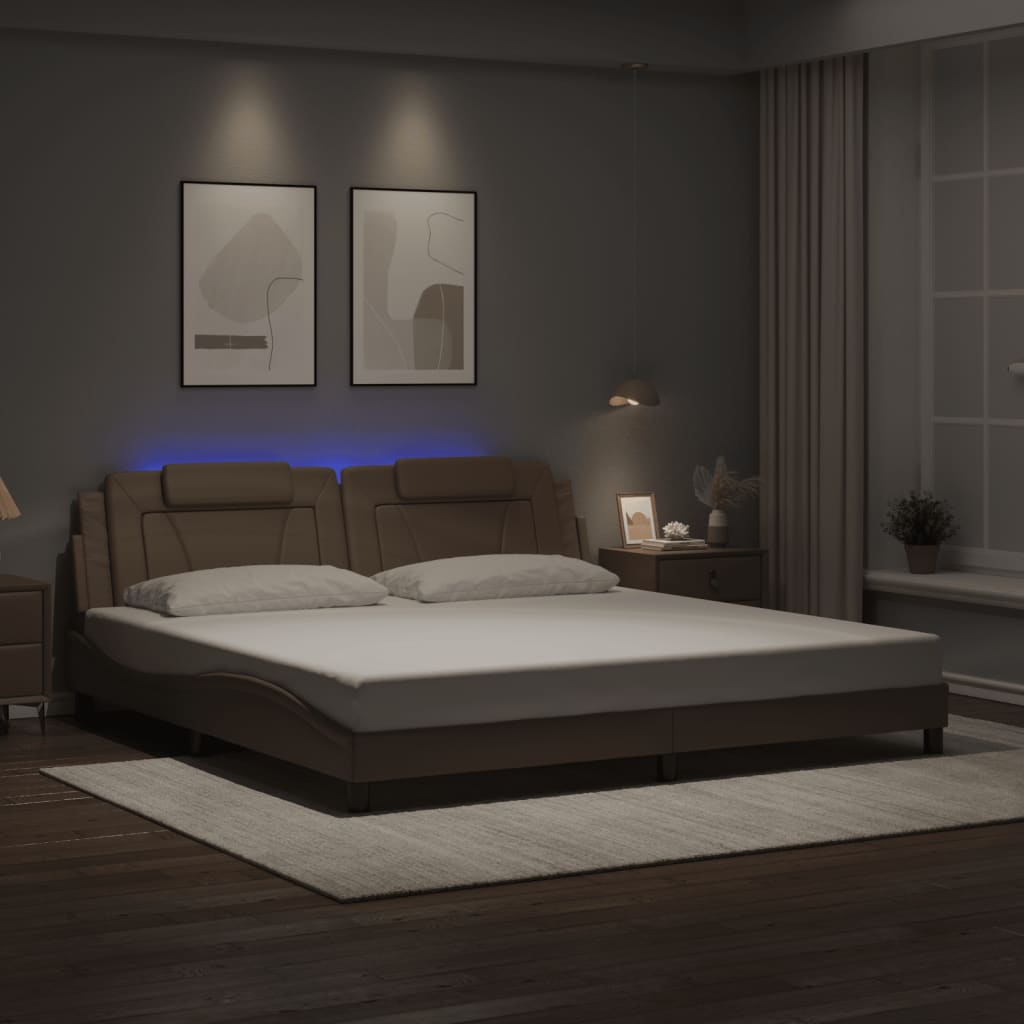 Bettgestell &quot;Viana&quot; Mit Led Ohne Matratze -Braun Kunstleder