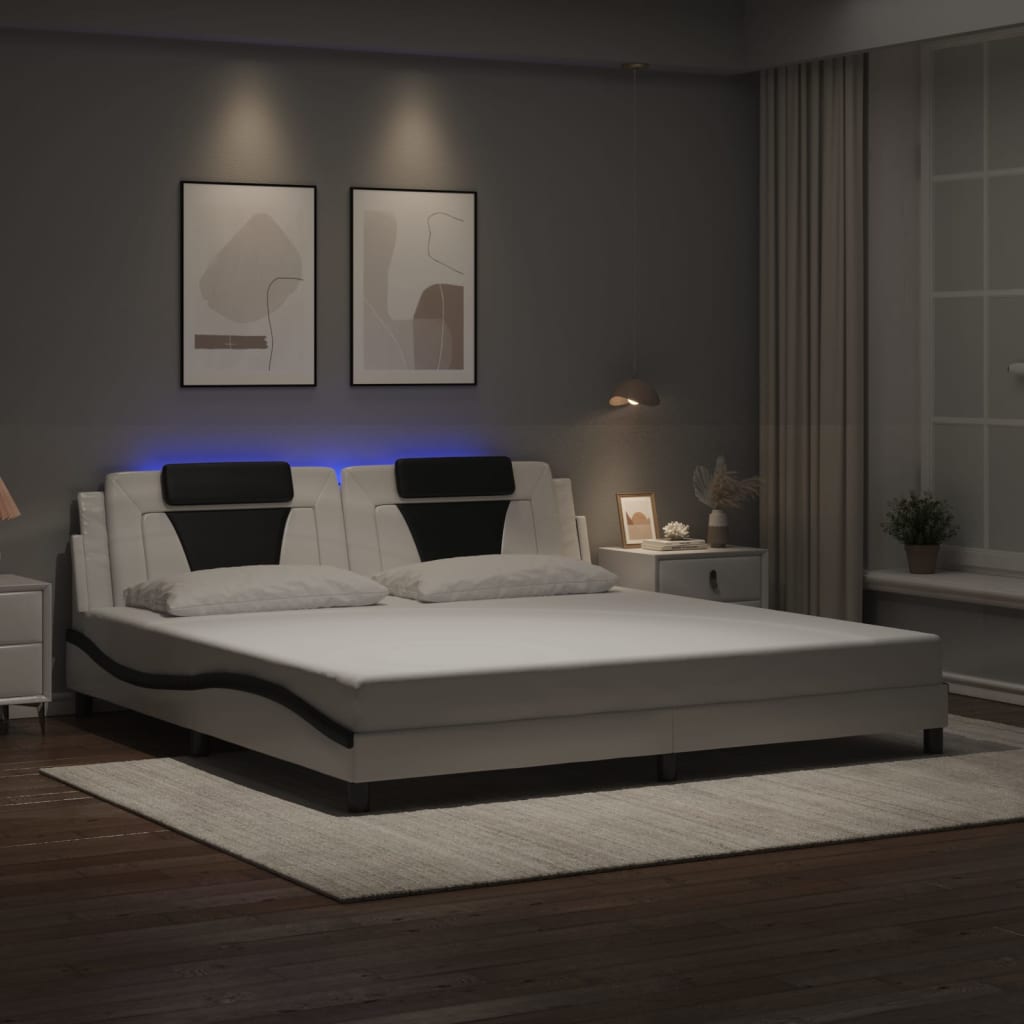 Bettgestell &quot;Viana&quot; Mit Led Ohne Matratze -Braun Kunstleder