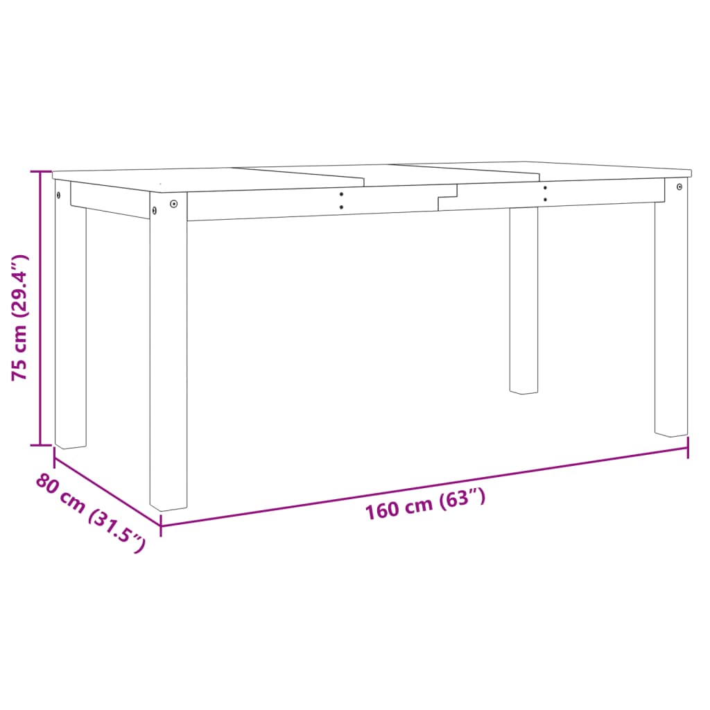 Esstisch Panama 160X80X75 Cm Massivholz Kiefer
