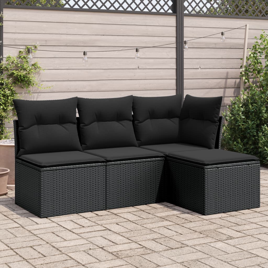 5-Tlg. Garten-Sofagarnitur Mit Kissen Beige Poly Rattan