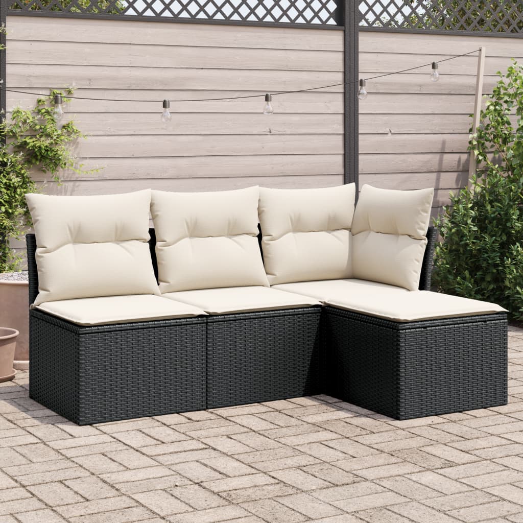 5-Tlg. Garten-Sofagarnitur Mit Kissen Beige Poly Rattan