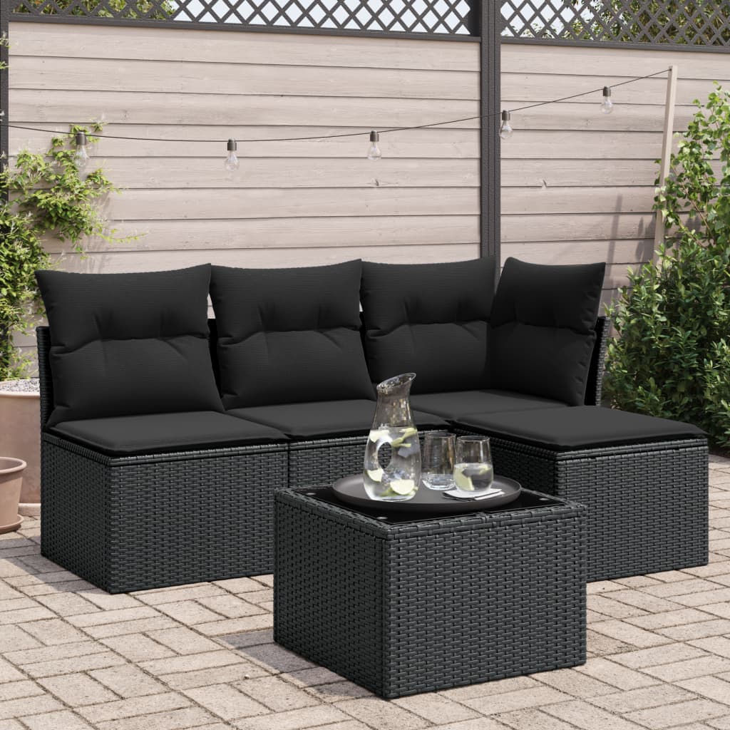 5-Tlg. Garten-Sofagarnitur Mit Kissen Beige Poly Rattan