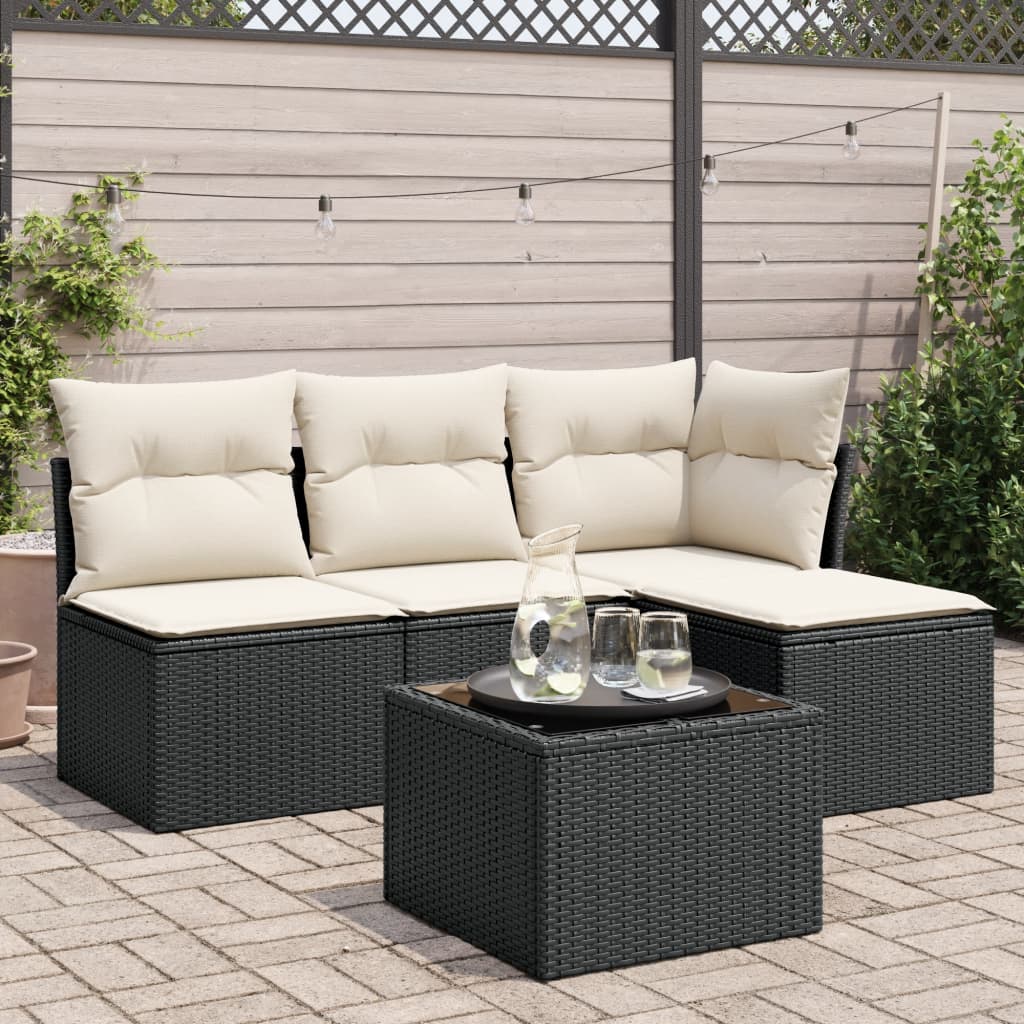 5-Tlg. Garten-Sofagarnitur Mit Kissen Beige Poly Rattan