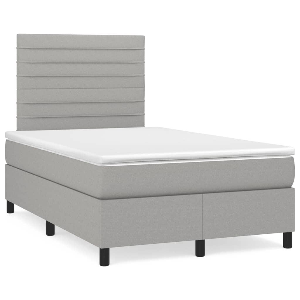 Boxspringbett Mit Matratze Stoff Hellgrau
