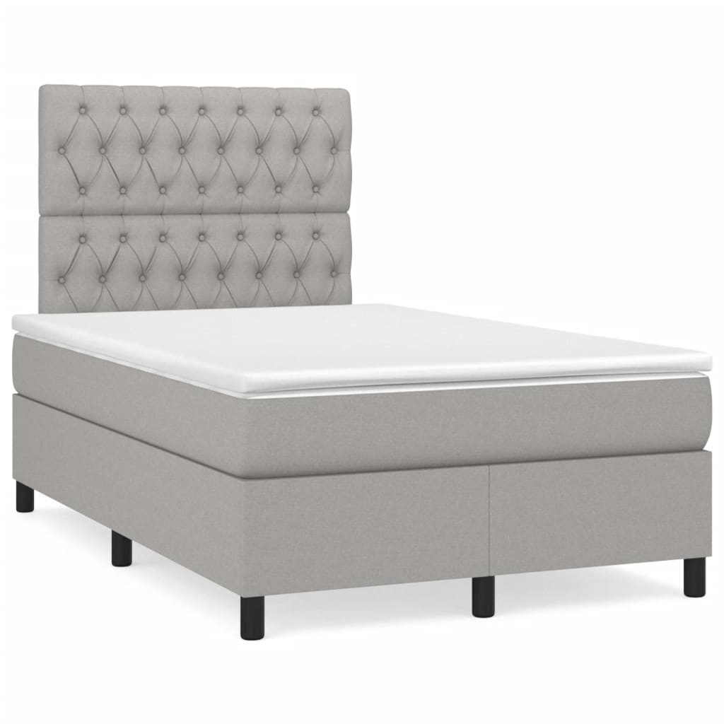Boxspringbett Mit Matratze Stoff Hellgrau