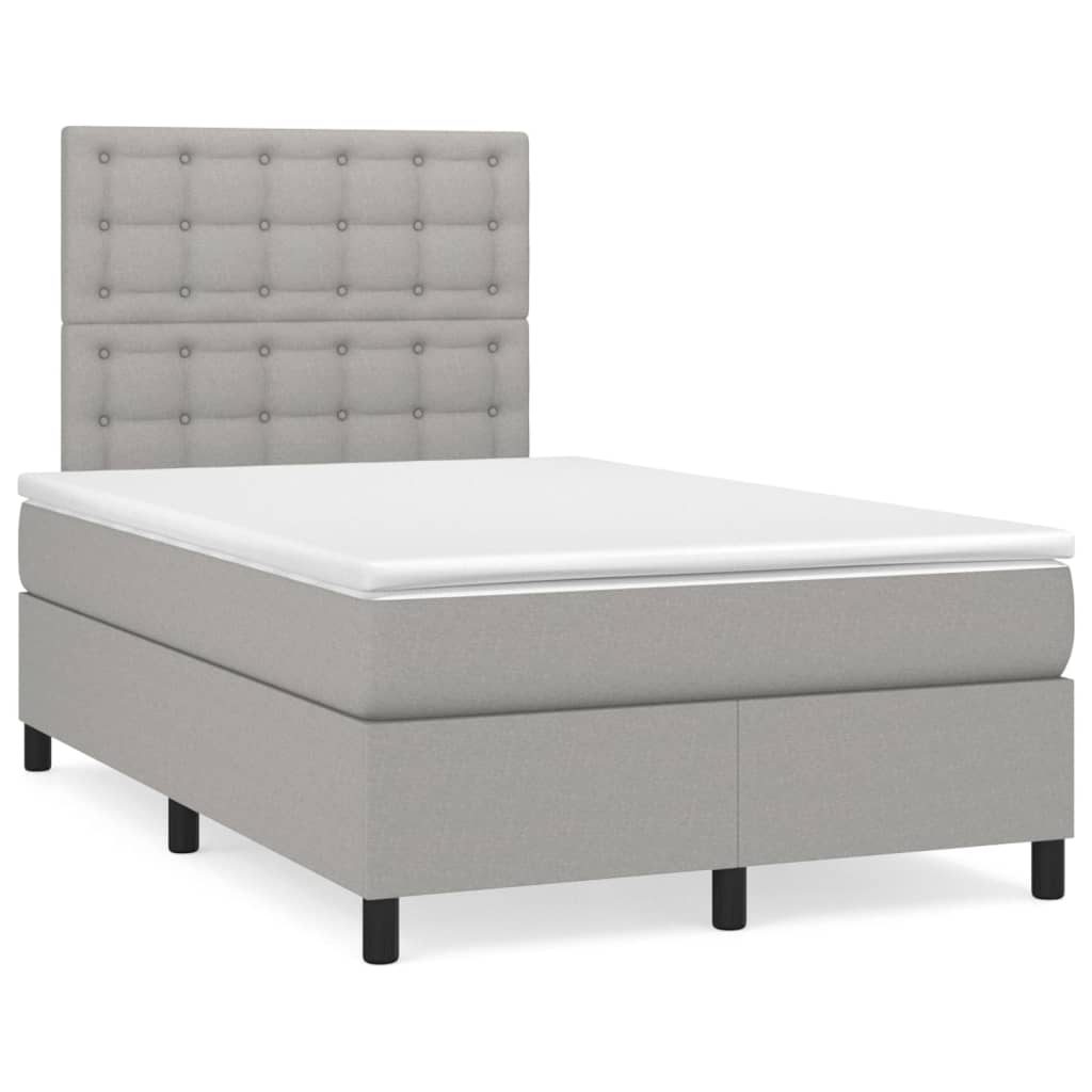 Boxspringbett Mit Matratze Stoff Hellgrau