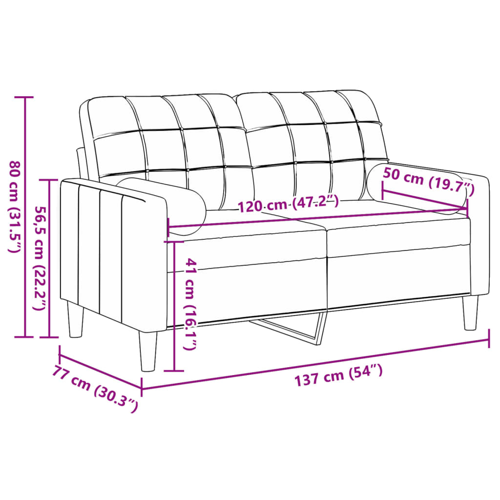 2-Sitzer-Sofa Mit Zierkissen Samt