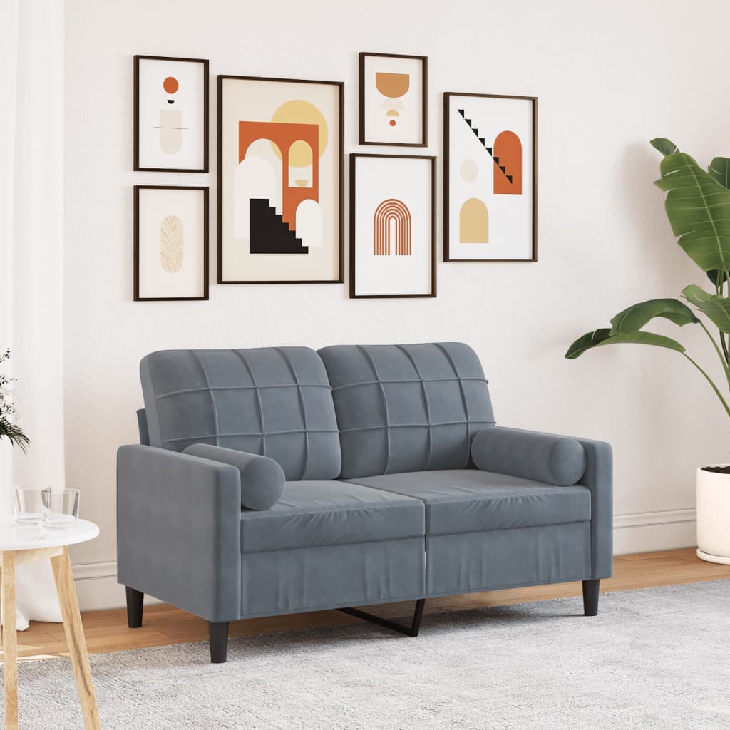 2-Sitzer-Sofa Mit Zierkissen Samt