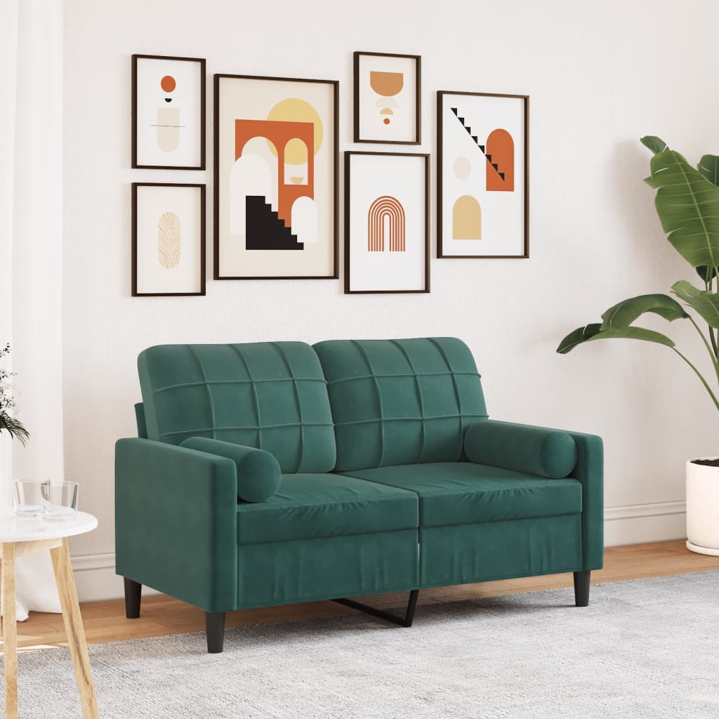 2-Sitzer-Sofa Mit Zierkissen Samt