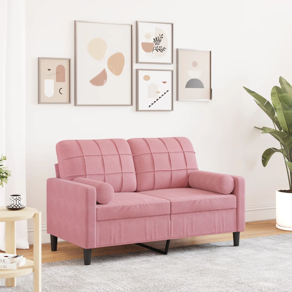 2-Sitzer-Sofa Mit Zierkissen Samt