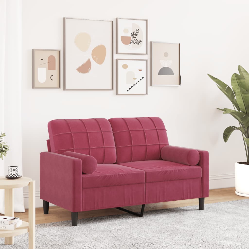2-Sitzer-Sofa Mit Zierkissen Samt