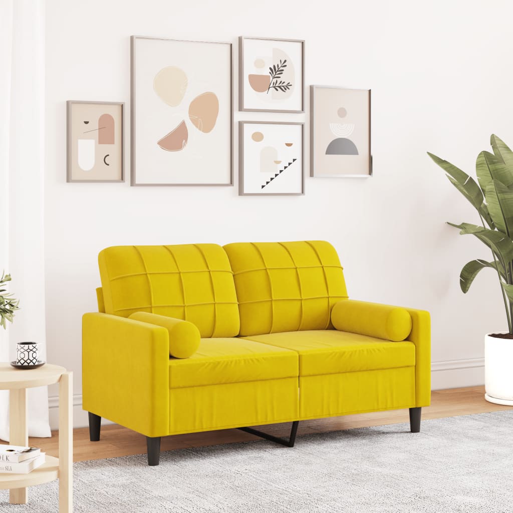 2-Sitzer-Sofa Mit Zierkissen Samt