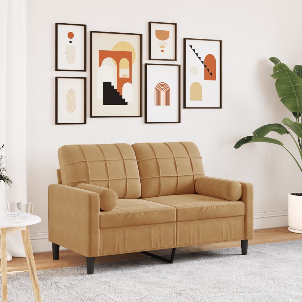 2-Sitzer-Sofa Mit Zierkissen Samt