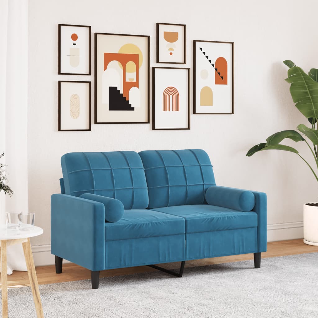 2-Sitzer-Sofa Mit Zierkissen Samt
