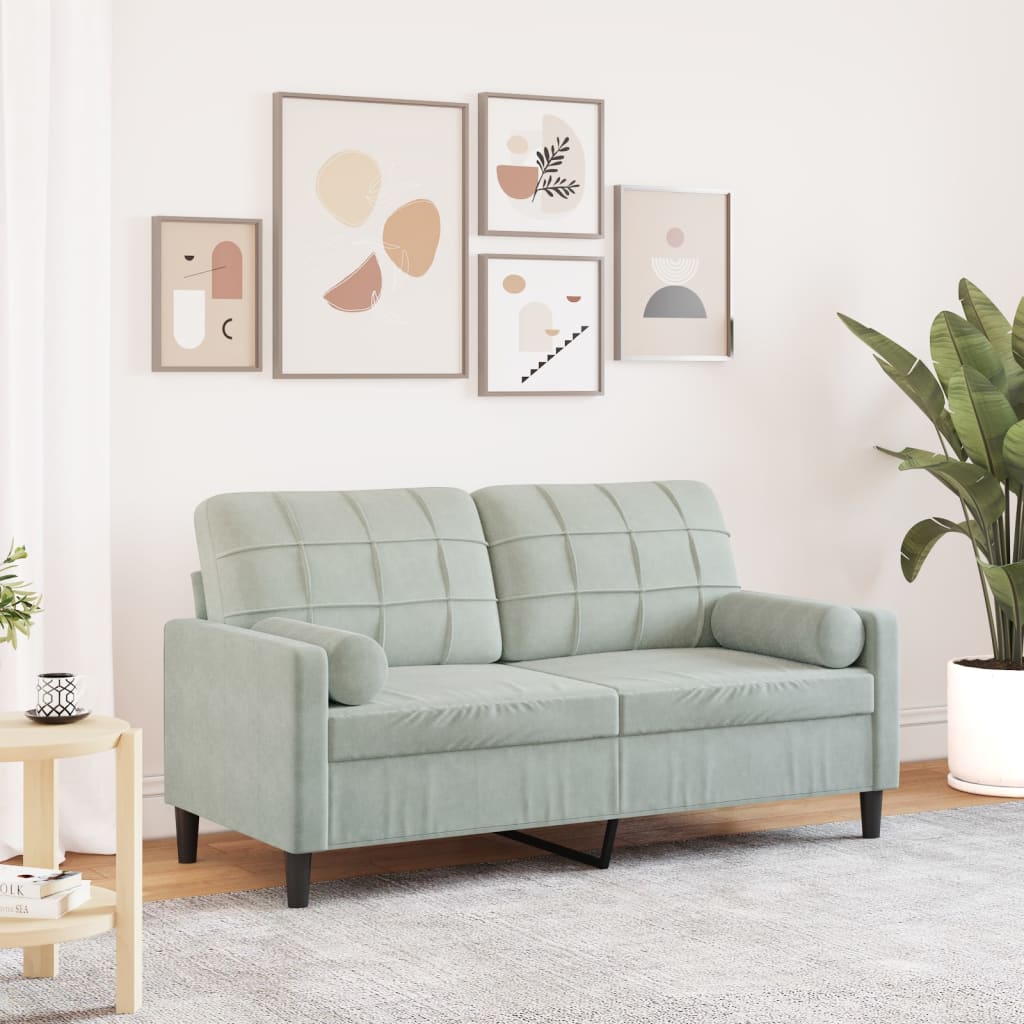 2-Sitzer-Sofa Mit Zierkissen Samt